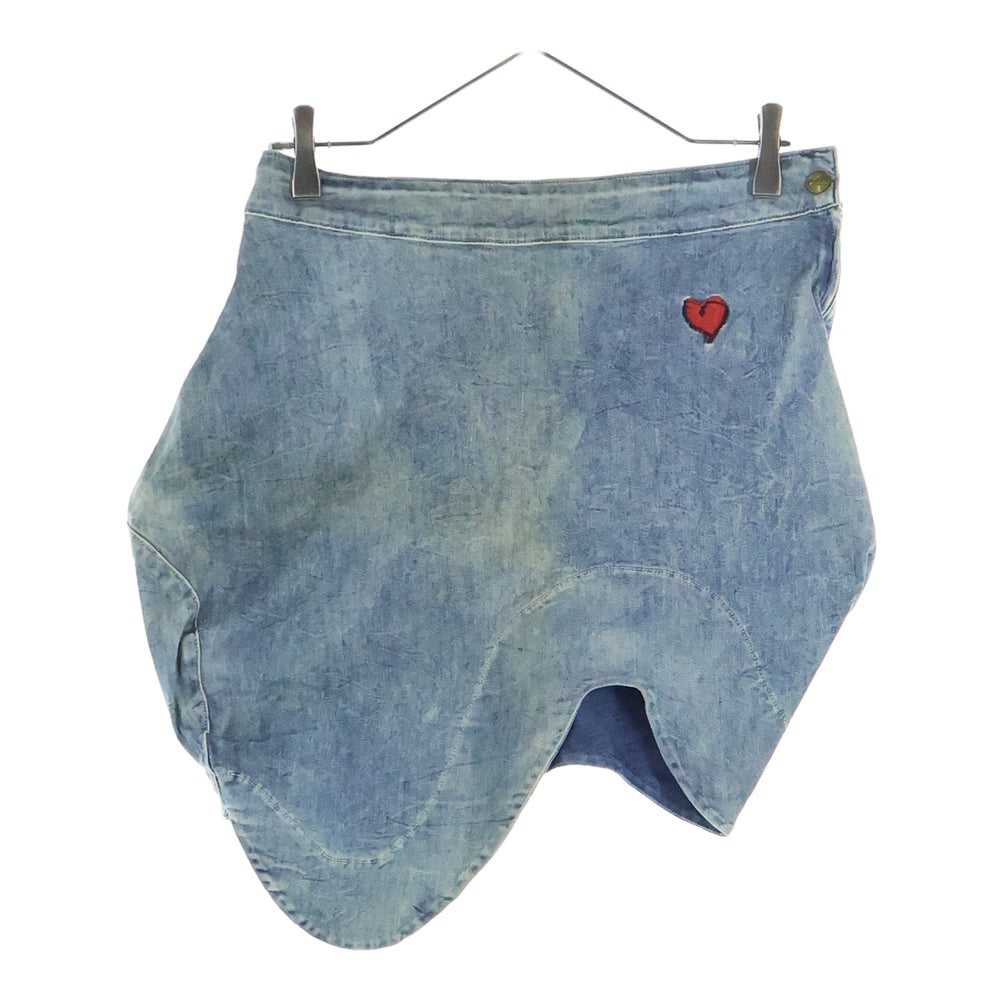 Vivienne Westwood Anglomania(ヴィヴィアンウエストウッドアングロマニア) × Lee リー ハートエンブロイダリー 変形 スカート インディゴ レディース