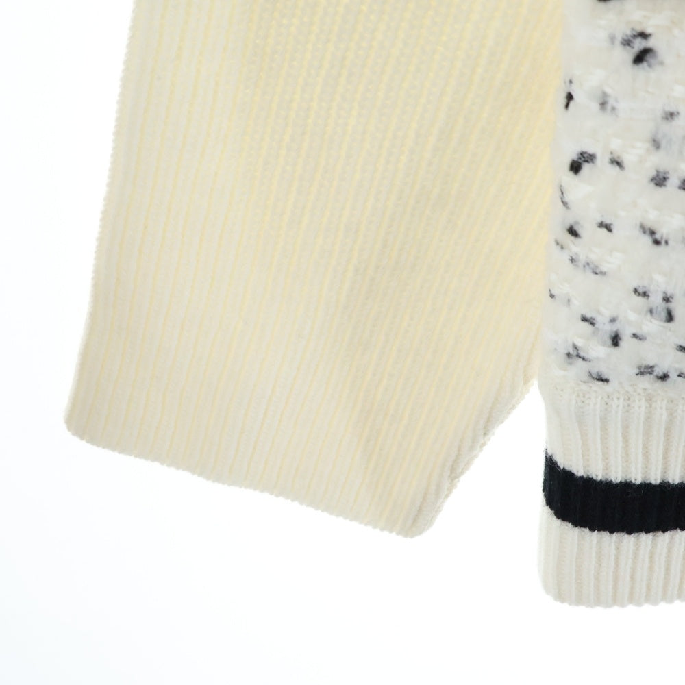 MONCLER(モンクレール) 23AW CARDIGAN TRICOT ウール ツイードニット切り替え ナイロン ハイネックダウンジャケット ホワイト レディース I20939B00002