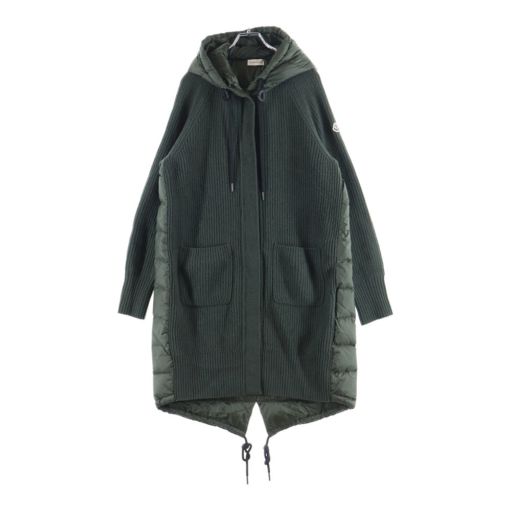 MONCLER(モンクレール) 22AW CARDIGAN TRICOT ニット切り替え ナイロン フーデッド ダウンジャケット カーキ レディース H20939B00009