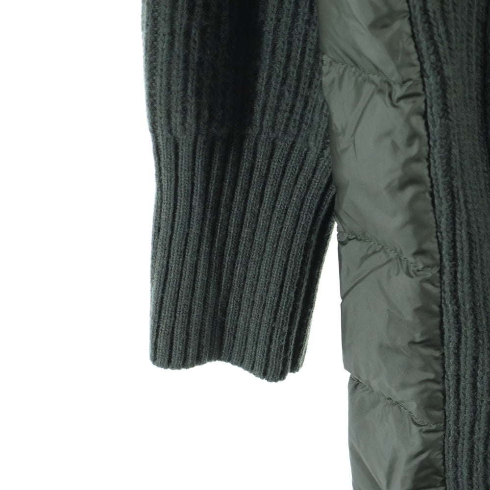 MONCLER(モンクレール) 22AW CARDIGAN TRICOT ニット切り替え ナイロン フーデッド ダウンジャケット カーキ レディース H20939B00009