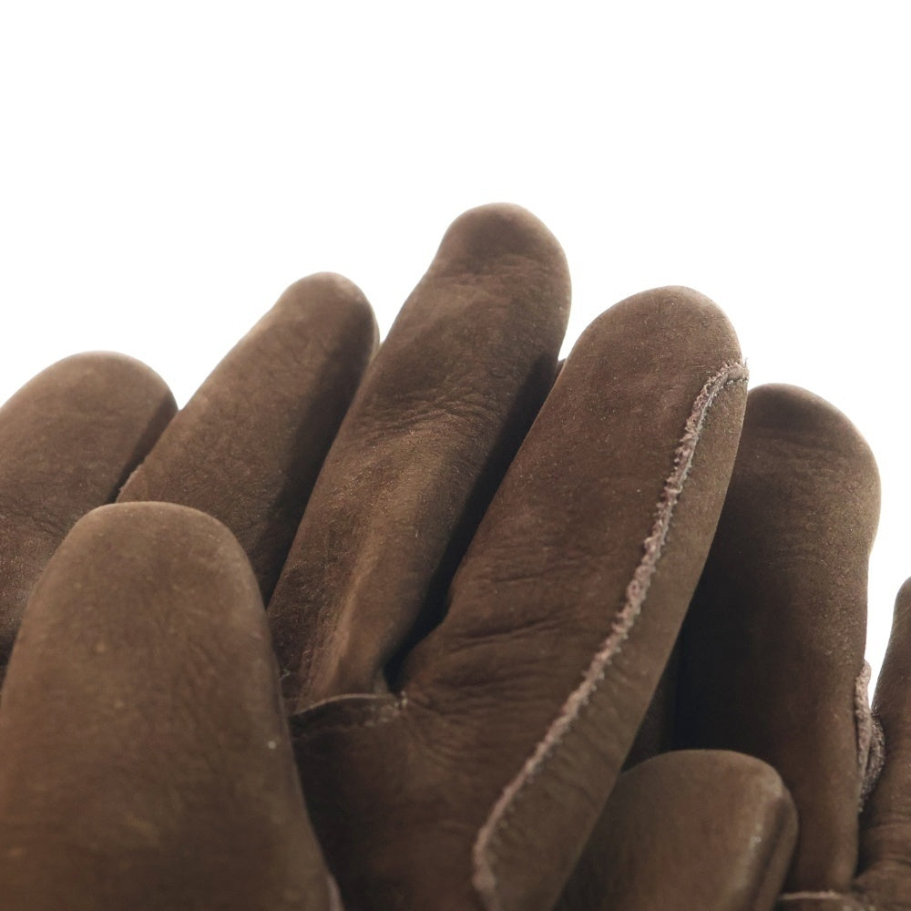 TENDERLOIN(テンダーロイン) ヌバックレザー スナップボタン グローブ 手袋 ブラウン