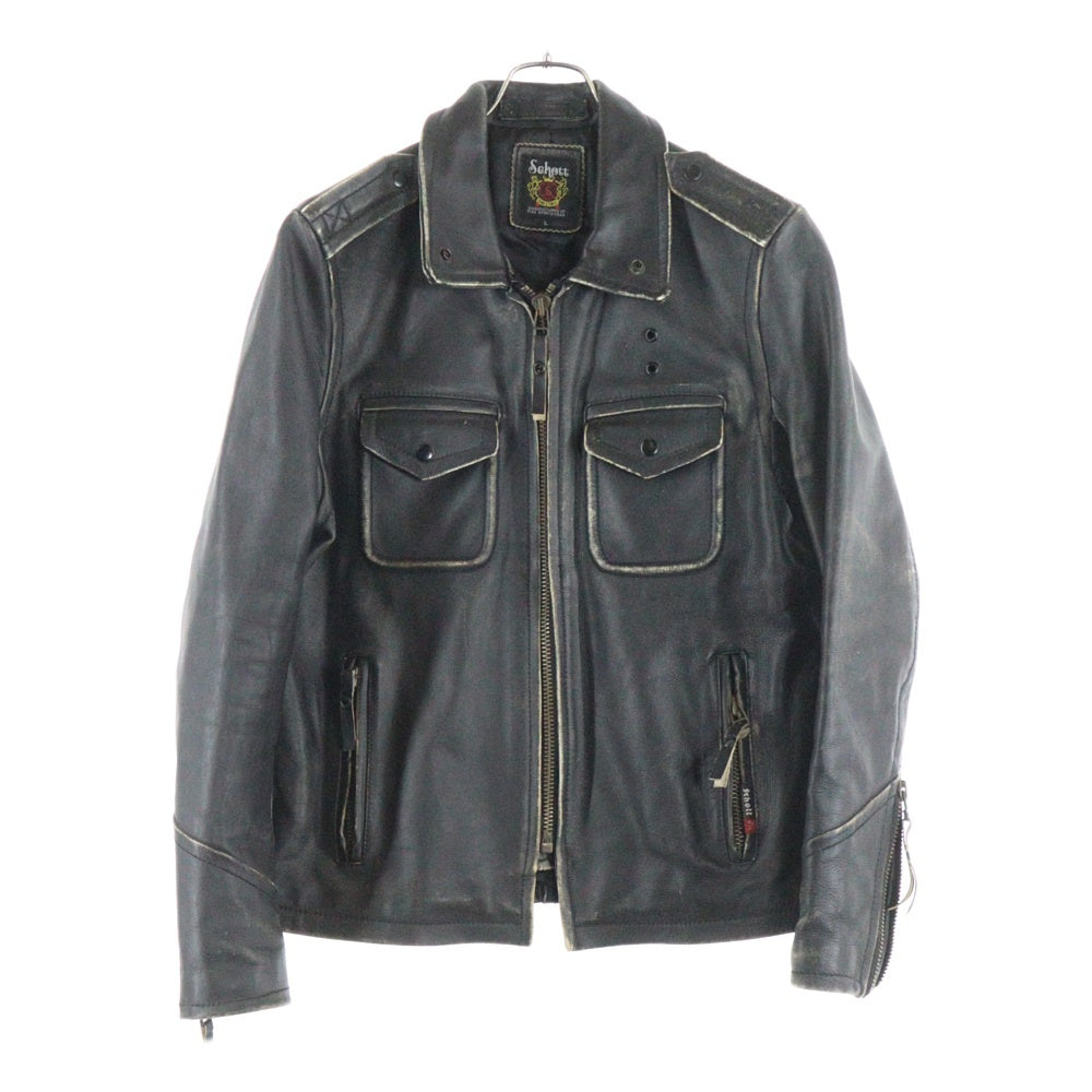 SCHOTT(ショット) POLICEMAN ポリスマン ジップアップ レザージャケット ブルゾン ブラック 3141005