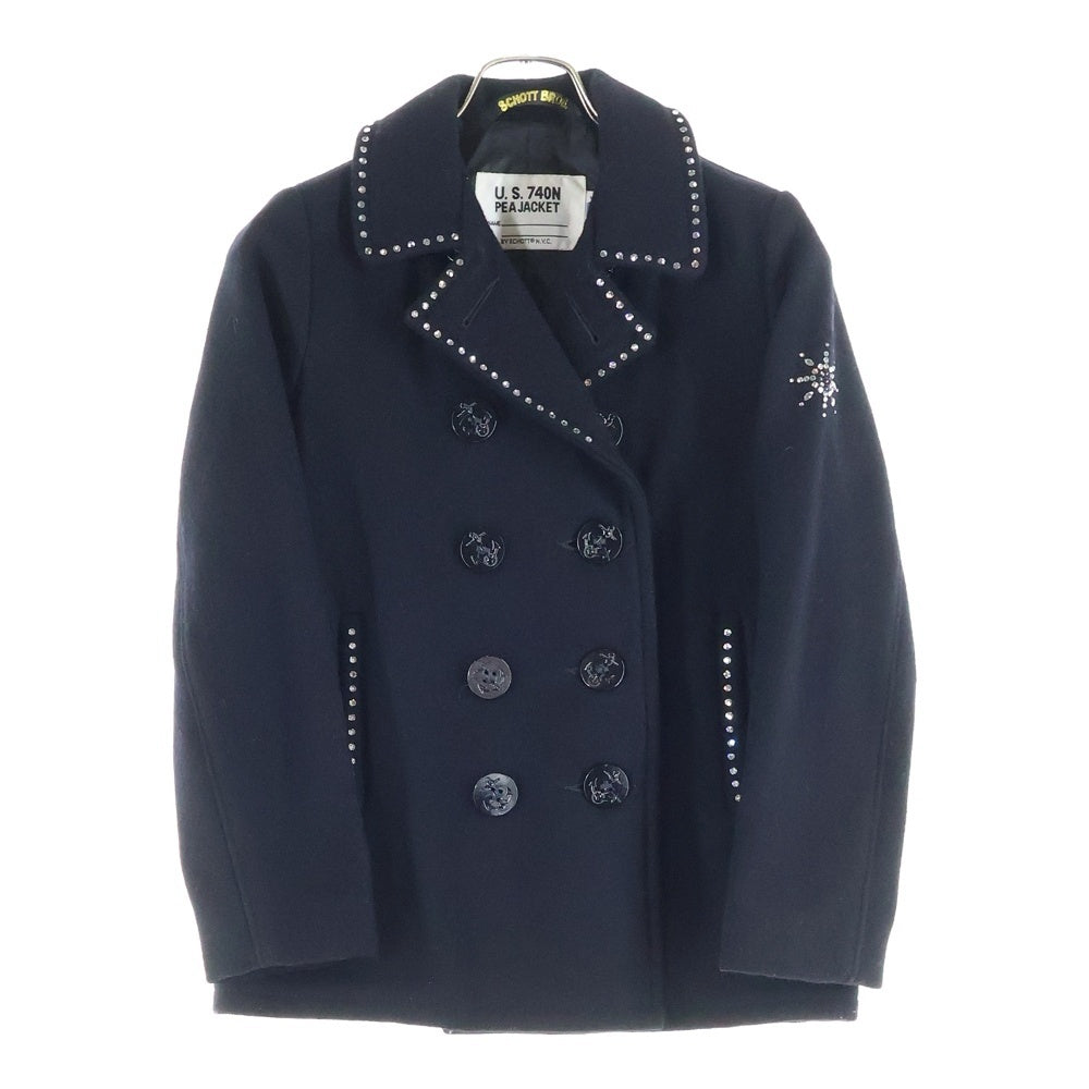 SCHOTT(ショット) ダイヤスタッズ ウールピーコート レディース ブラック