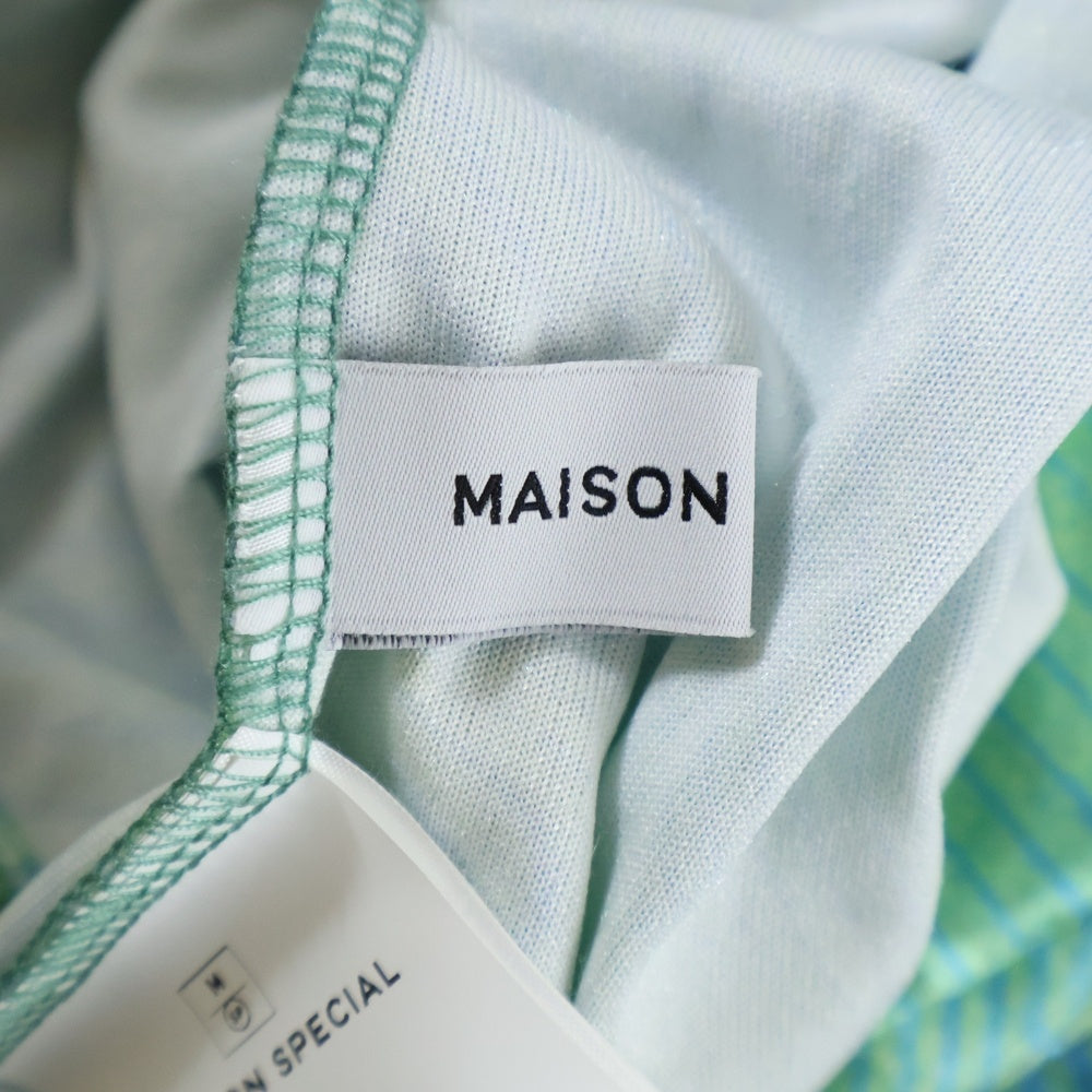 MAISON SPECIAL(メゾンスペシャル ) クラッシュドベロアシャツ 長袖Tシャツ ロンT グリーン 21232415811