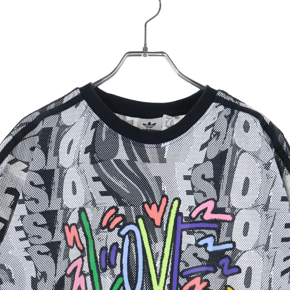 adidas(アディダス) ラブユナイツ ドゥードゥル 総柄半袖Tシャツ ワンピース レディース ホワイト HC3083