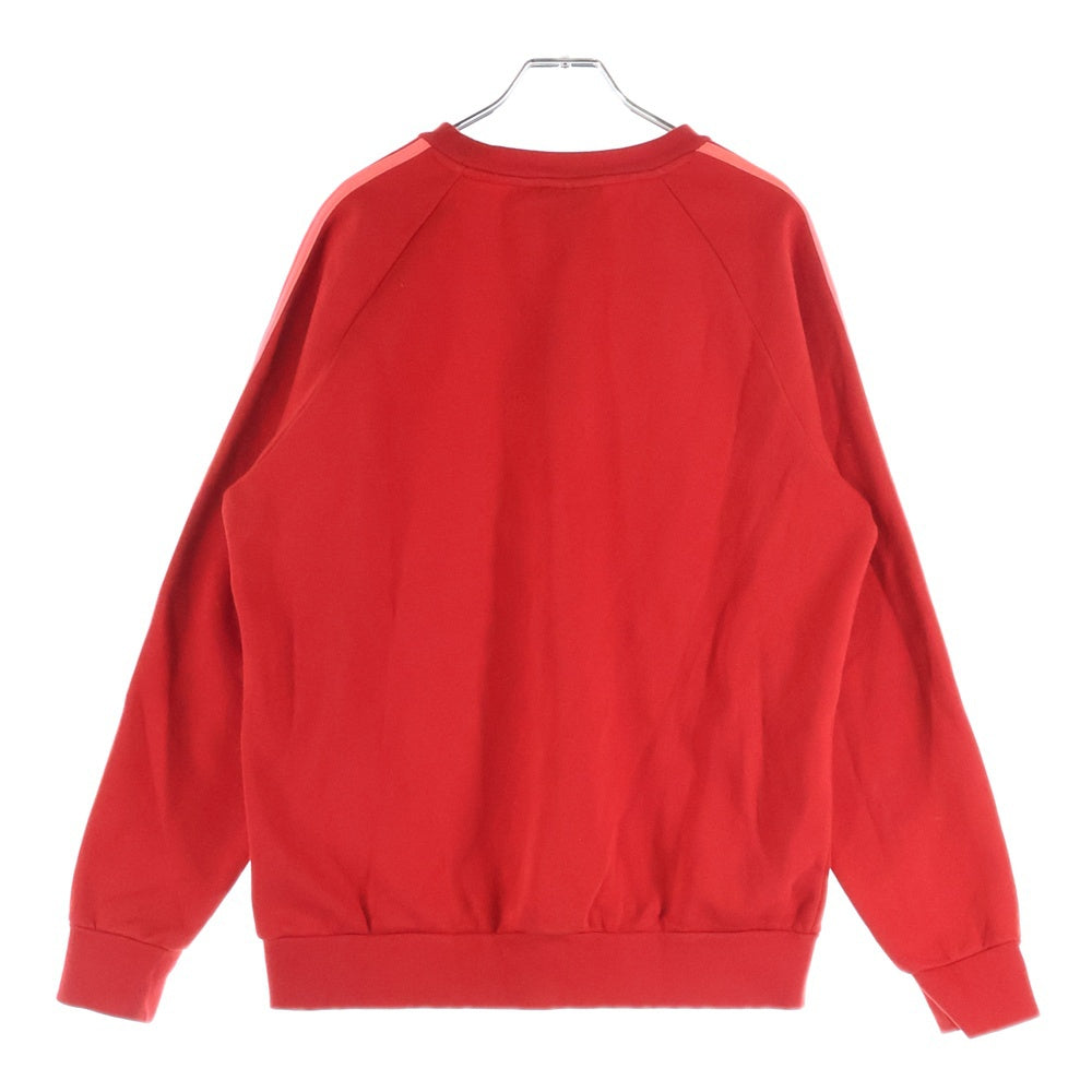 adidas(アディダス) 3 Stripes CREW S ロゴ刺繍 クルーネックスウェットトレーナー レッド EJ9693