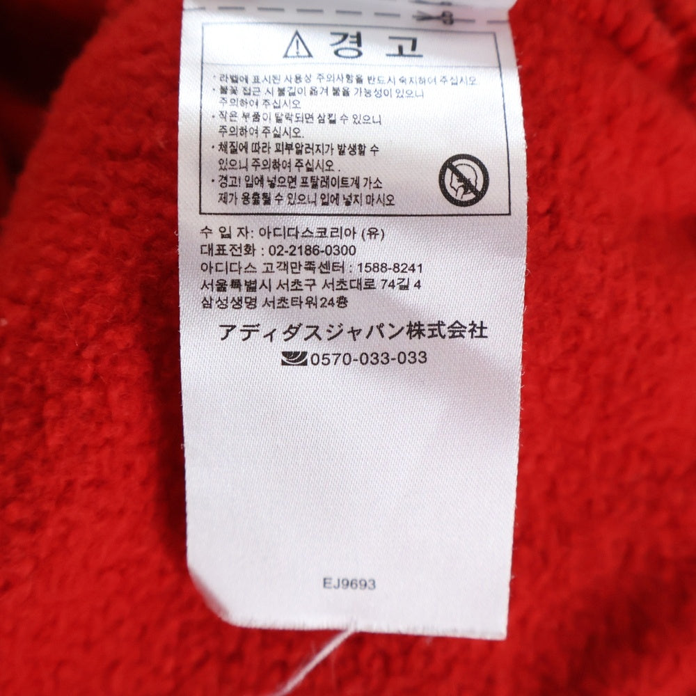 adidas(アディダス) 3 Stripes CREW S ロゴ刺繍 クルーネックスウェットトレーナー レッド EJ9693