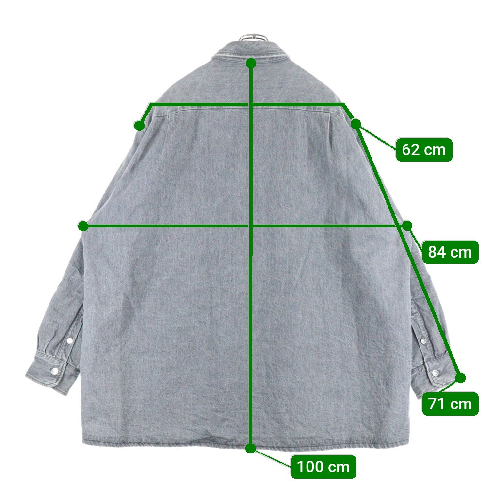 RAF SIMONS(ラフシモンズ) 20AW PADDED BIG FIT DENIM SHIRT パデット ビッグ フィット デニムシャツジャケット グレー 202-249