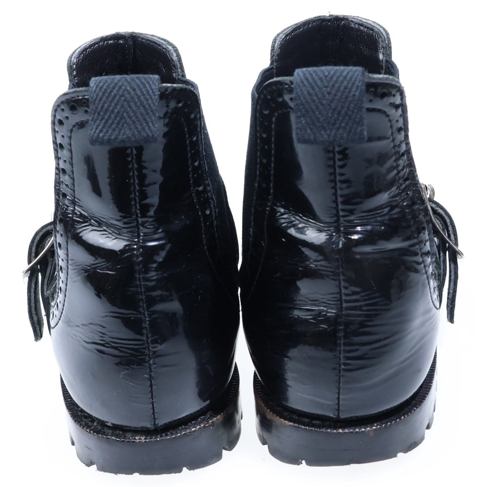 tricot COMME des GARCONS(トリコ コム デ ギャルソン) エナメル ベルトデザイン サイドゴアブーツ ブラック レディース