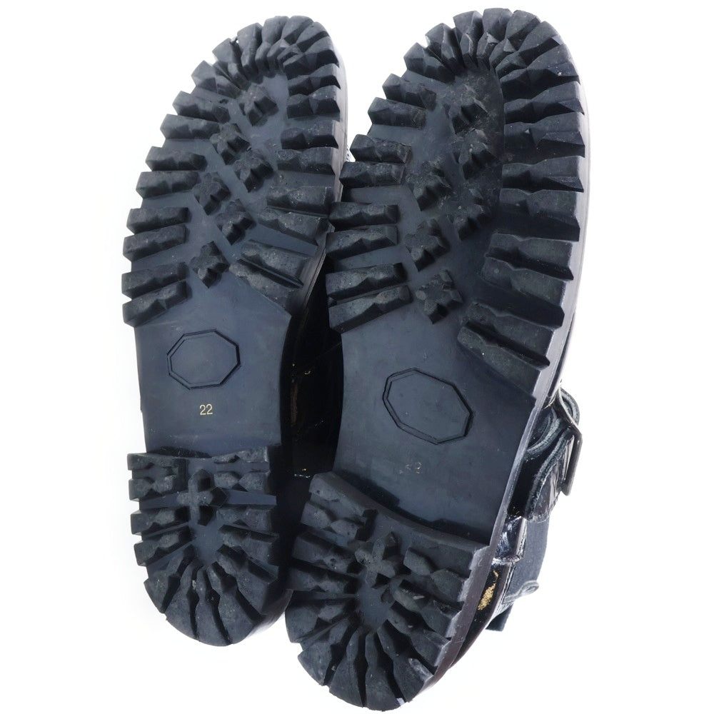 tricot COMME des GARCONS(トリコ コム デ ギャルソン) エナメル ベルトデザイン サイドゴアブーツ ブラック レディース