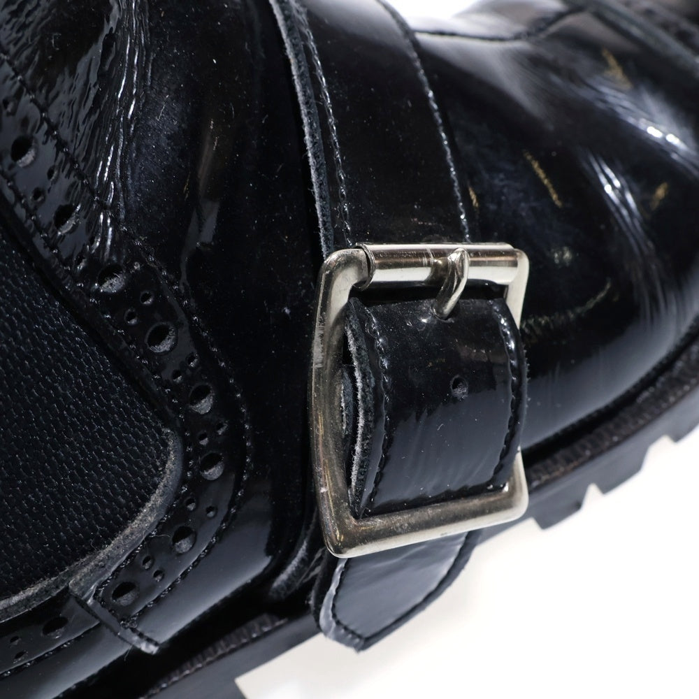 tricot COMME des GARCONS(トリコ コム デ ギャルソン) エナメル ベルトデザイン サイドゴアブーツ ブラック レディース