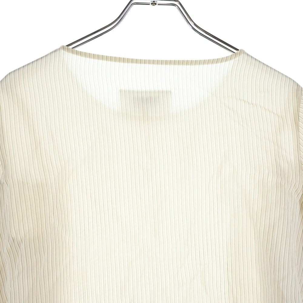 MM6 Maison Margiela(エムエムシックスメゾンマルジェラ) 17SS ストライプ柄 変形デザイン 長袖ブラウス シャツ アイボリー レディース S32NC0467 S47402