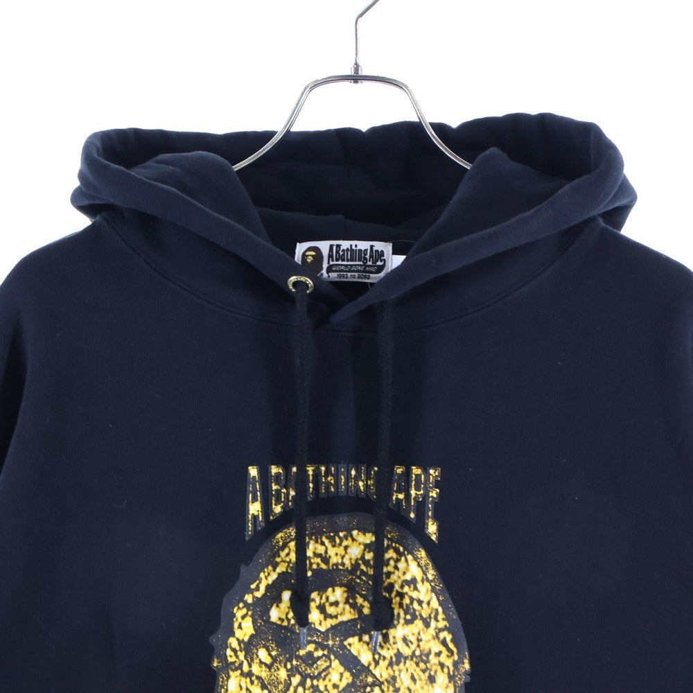 A BATHING APE(アベイシングエイプ) フロントロゴデザイン カンガルーポケット ドローストリング フーデッド スウェット パーカ ブラック 001PPG301009X