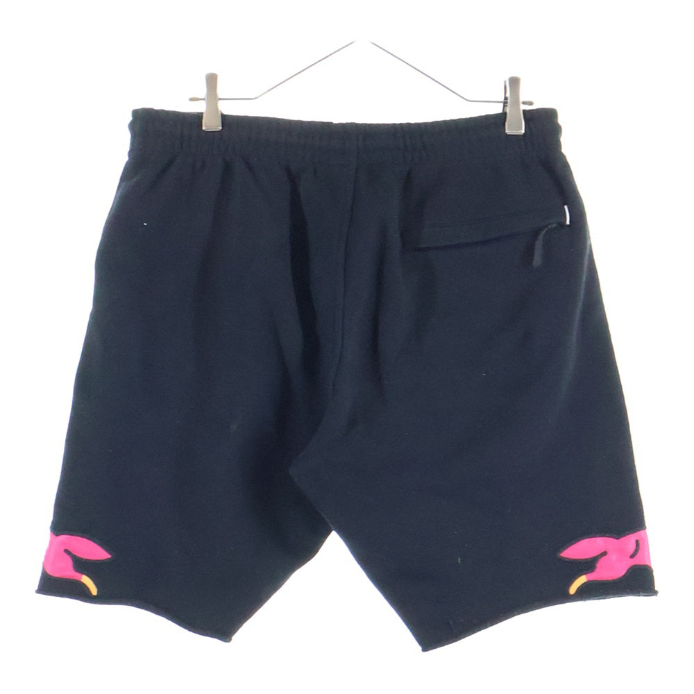 ICE CREAM(アイスクリーム) サイドロゴデザイン マルチポケット ドローストリング ハーフスウェットパンツ ブラック 491-6100