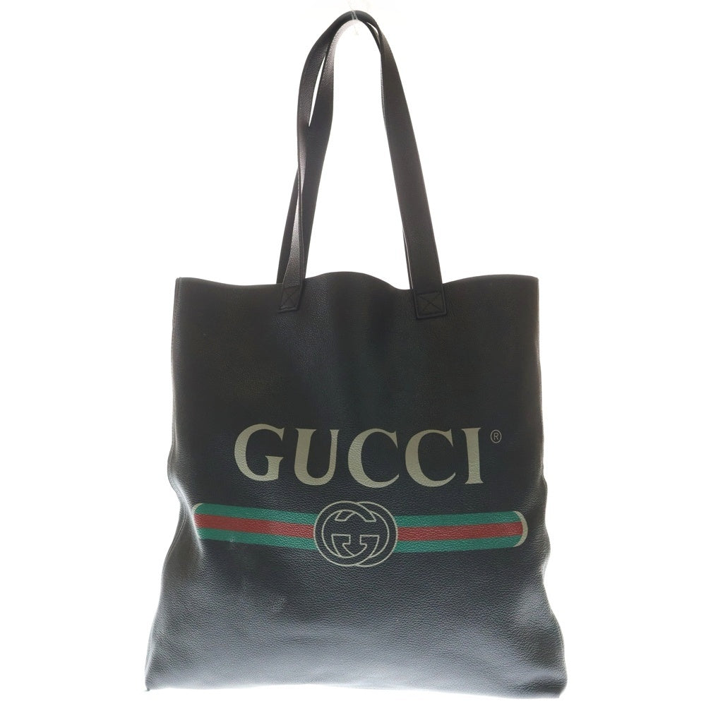 GUCCI(グッチ) ロゴプリント シェリーライン レザー トートバッグ ブラック 572768 レディース