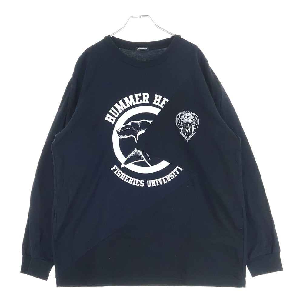 UNDERCOVERISM(アンダーカバイズム) フロントロゴデザイン クレイジーパターン クルーネックカットソー 長袖Tシャツ ブラック U11B4807