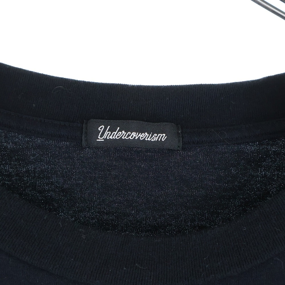 UNDERCOVERISM(アンダーカバイズム) フロントロゴデザイン クレイジーパターン クルーネックカットソー 長袖Tシャツ ブラック U11B4807