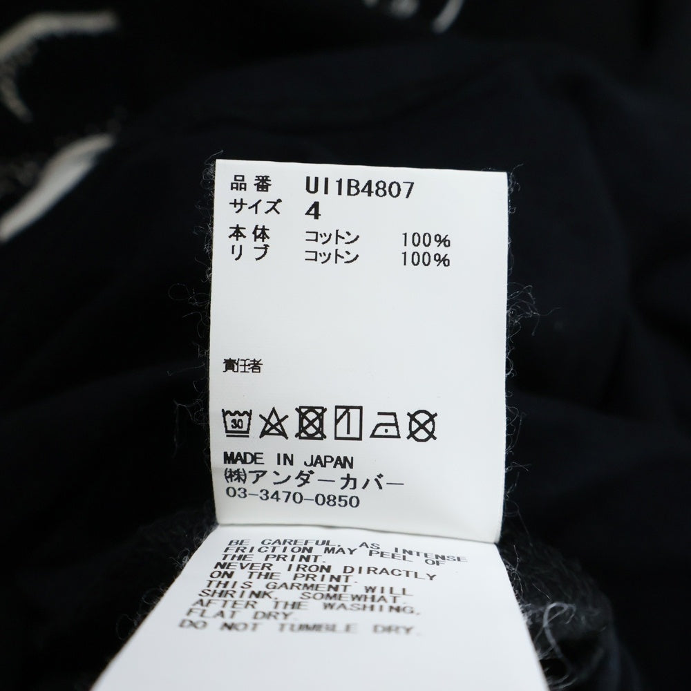 UNDERCOVERISM(アンダーカバイズム) フロントロゴデザイン クレイジーパターン クルーネックカットソー 長袖Tシャツ ブラック U11B4807