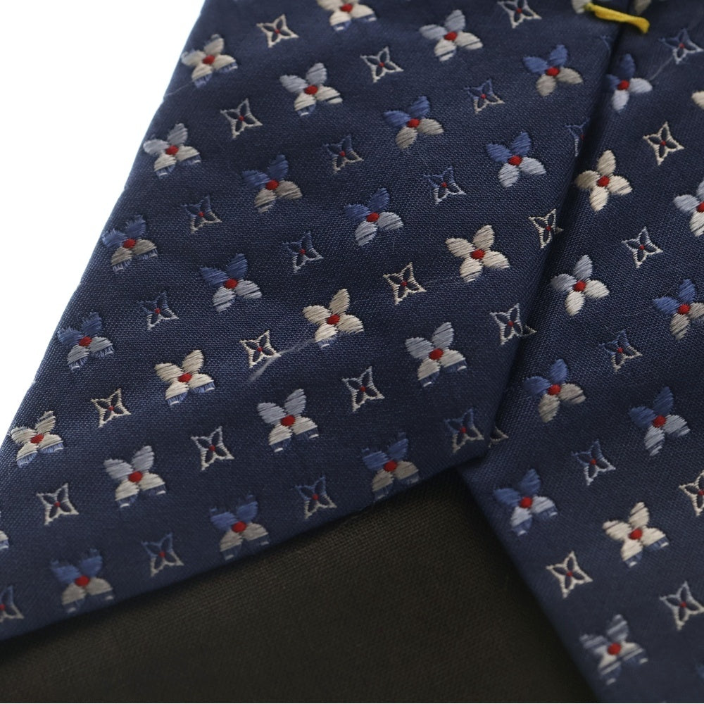 LOUIS VUITTON(ルイヴィトン) フラワー総柄 シルクネクタイ ブルー
