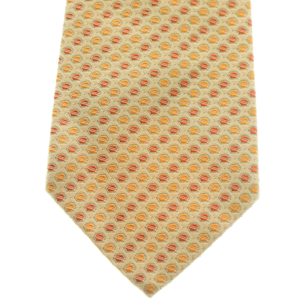 HERMES(エルメス) 総柄 シルクネクタイ イエロー