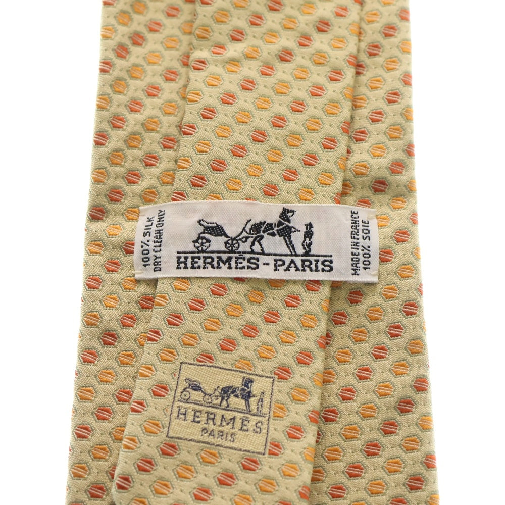 HERMES(エルメス) 総柄 シルクネクタイ イエロー