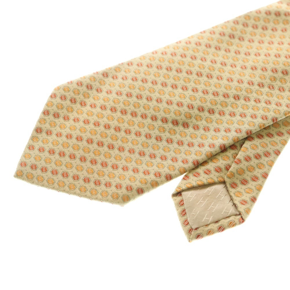 HERMES(エルメス) 総柄 シルクネクタイ イエロー