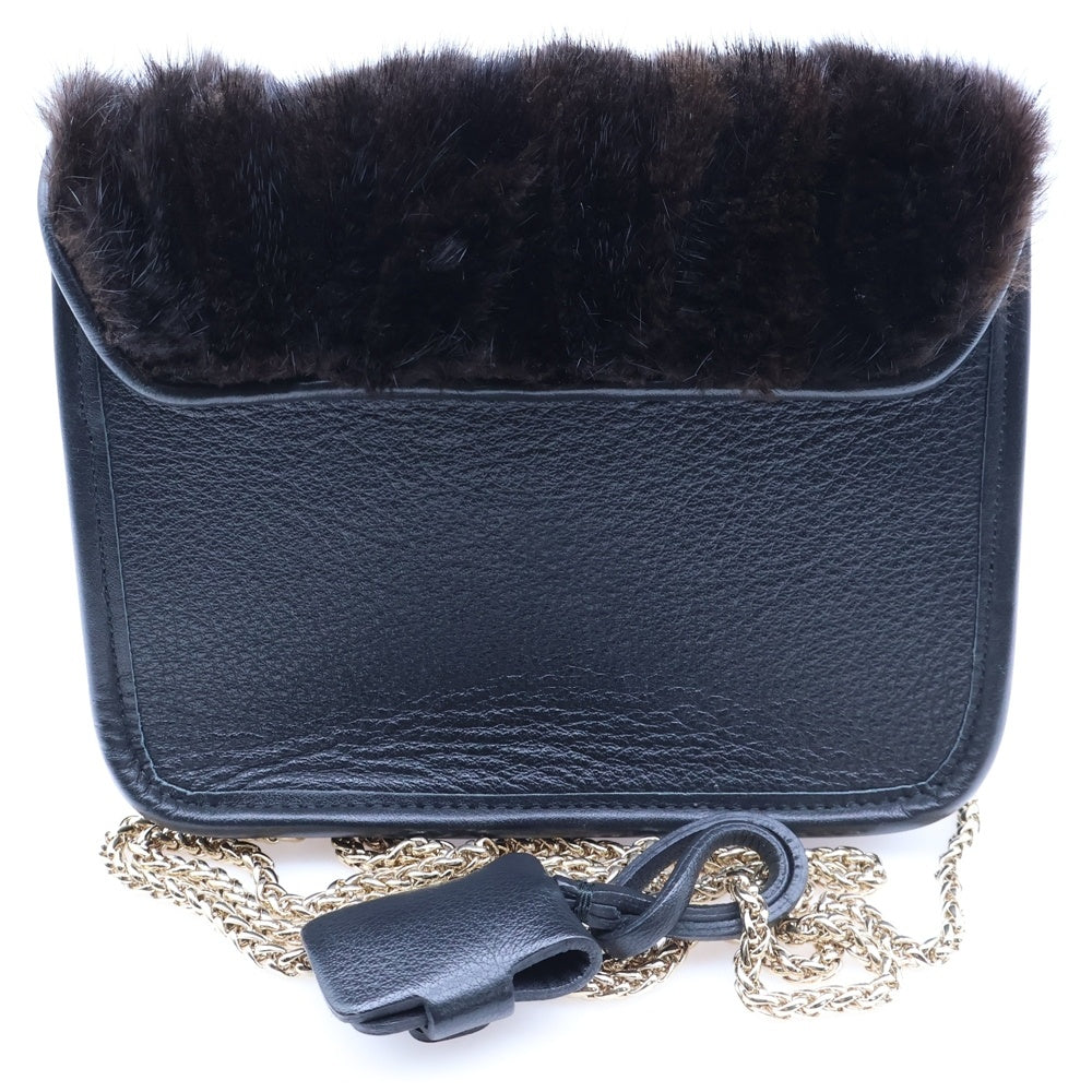 FURLA(フルラ) メトロポリス ファー切り替え ミニショルダーバッグ ブラック レディース