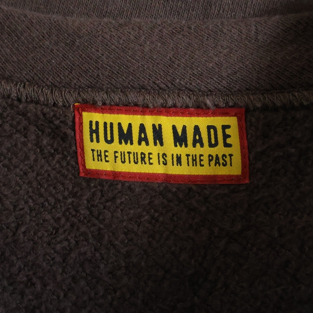 HUMAN MADE(ヒューマンメイド) 25SS TSURIAMI SWEATSHIRT フロントダックプリント Vガゼット クルーネック スウェットトレーナー ブラウン HM29CS014