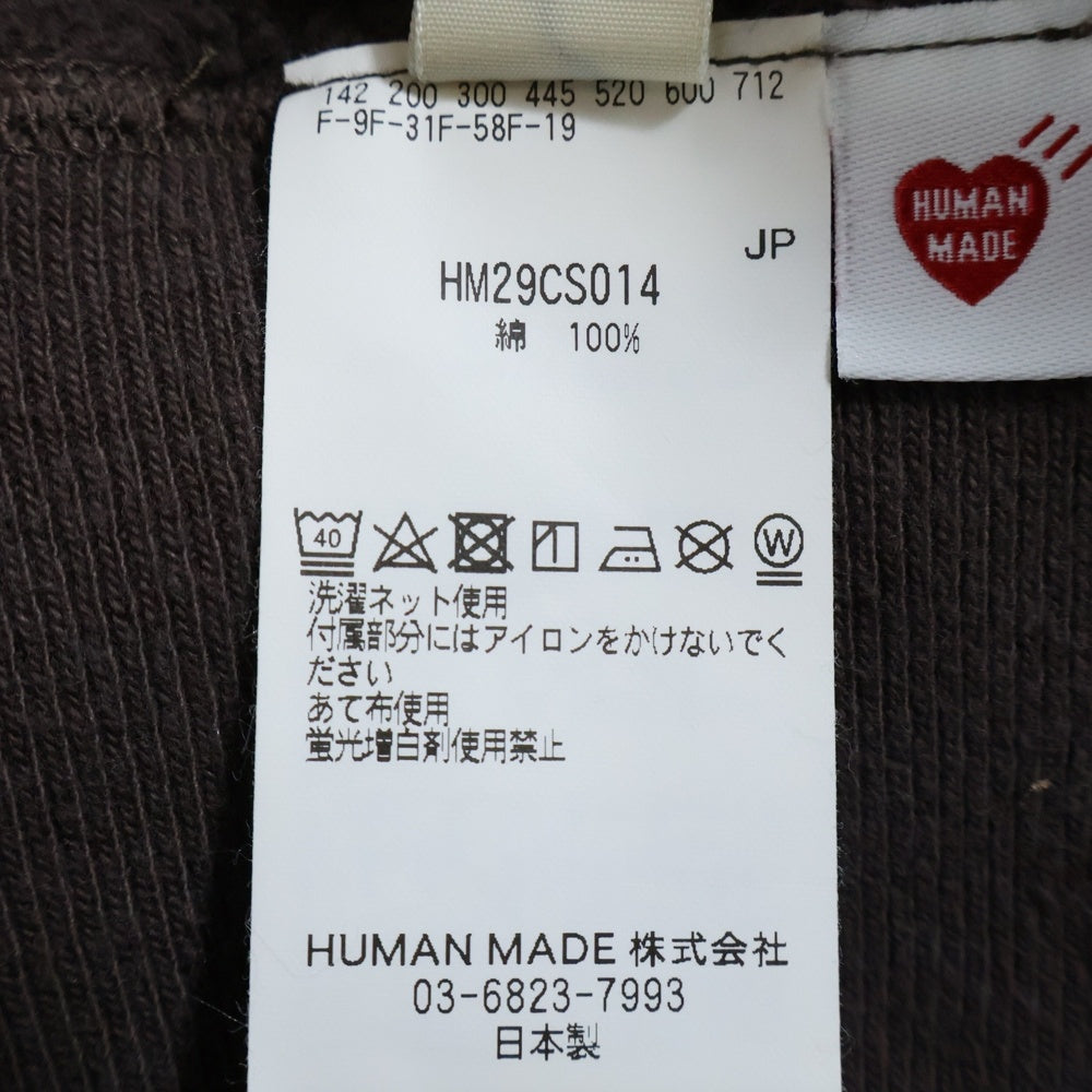HUMAN MADE(ヒューマンメイド) 25SS TSURIAMI SWEATSHIRT フロントダックプリント Vガゼット クルーネック スウェットトレーナー ブラウン HM29CS014