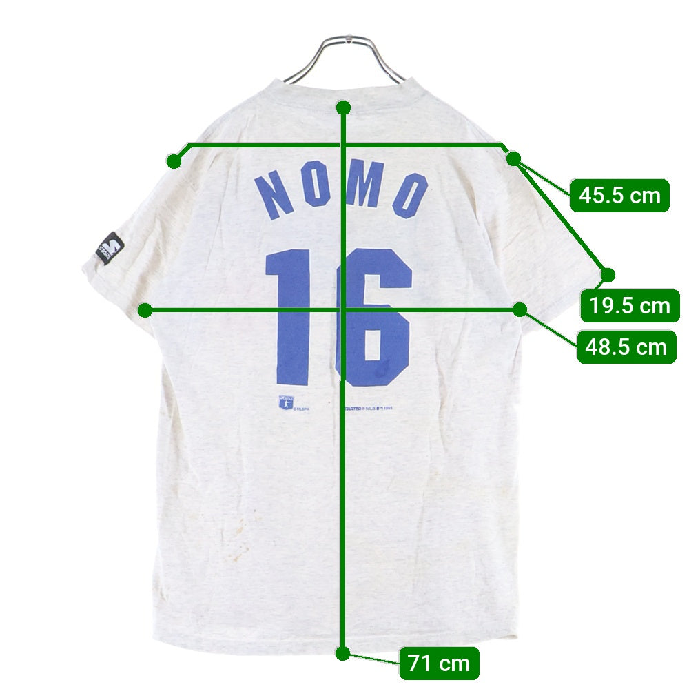 NO BRAND(ノーブランド) 90s VINTAGE STARTER 野茂英雄 ドジャーズ 16 Tシャツ グレー