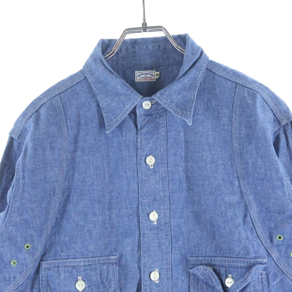 WAREHOUSE(ウェアハウス) シャンブレー ワークシャツ ブルー