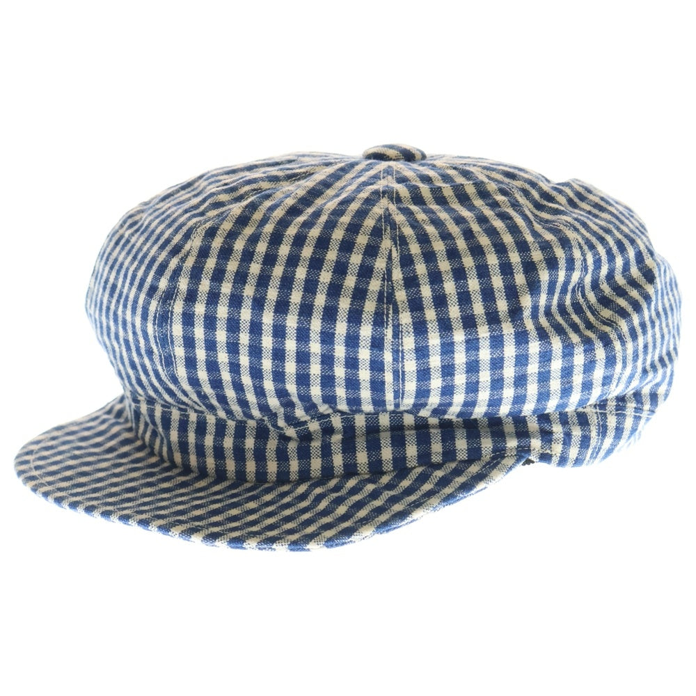 WAREHOUSE(ウェアハウス) ×KIJIMA TAKAYUKI チェック デニムキャスケット キジマタカユキ インディゴ/ホワイト