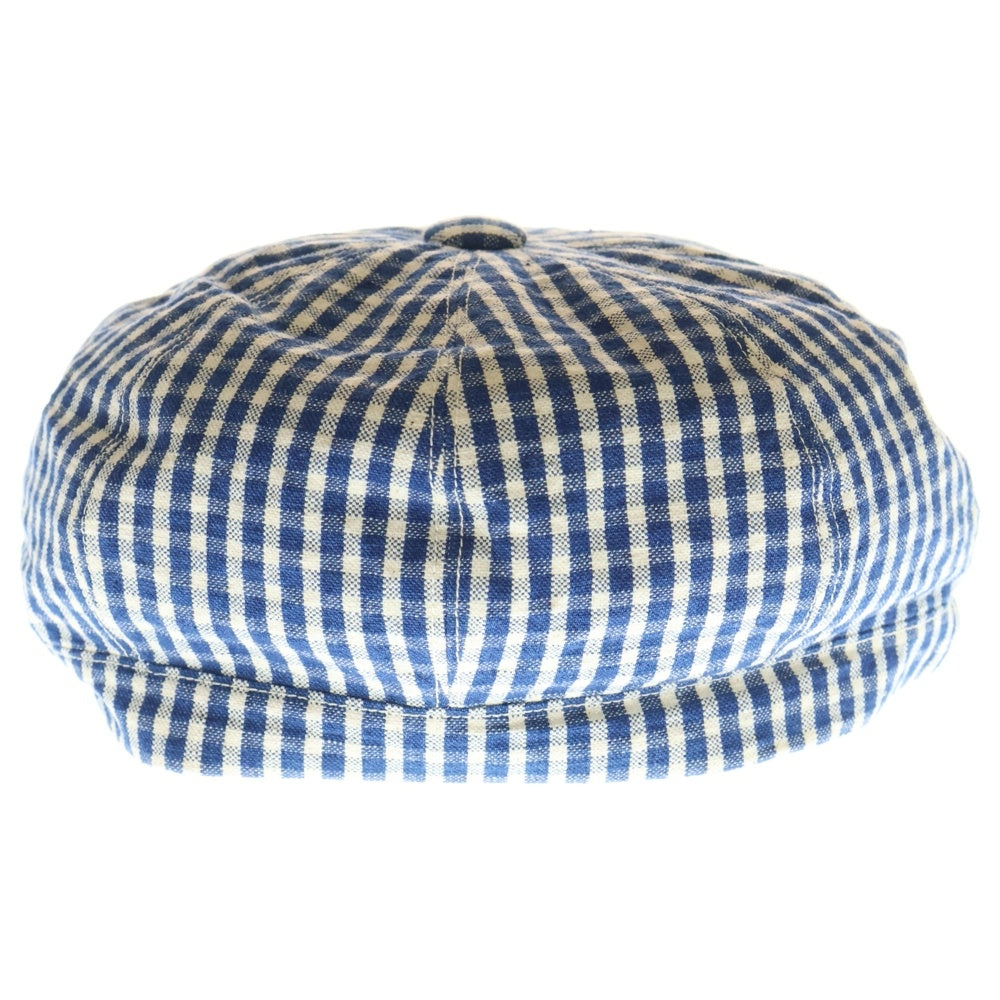 WAREHOUSE(ウェアハウス) ×KIJIMA TAKAYUKI チェック デニムキャスケット キジマタカユキ インディゴ/ホワイト