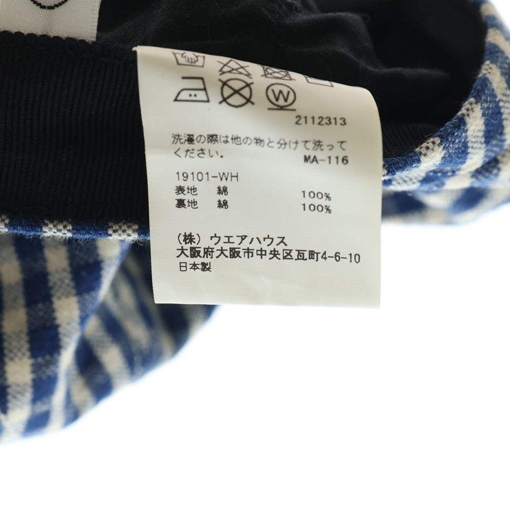 WAREHOUSE(ウェアハウス) ×KIJIMA TAKAYUKI チェック デニムキャスケット キジマタカユキ インディゴ/ホワイト