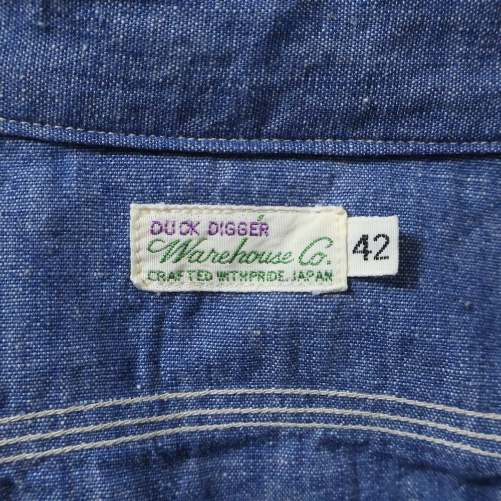 WAREHOUSE(ウェアハウス) シャンブレー ワークシャツ ブルー