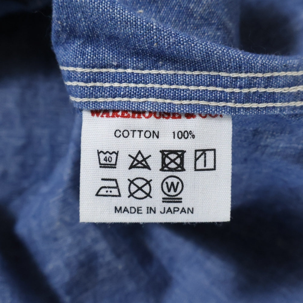 WAREHOUSE(ウェアハウス) シャンブレー ワークシャツ ブルー
