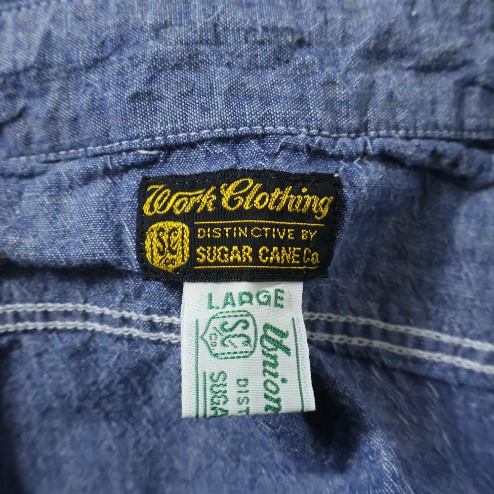 SUGAR CANE(シュガーケーン) シャンブレー ワークシャツ ブルー