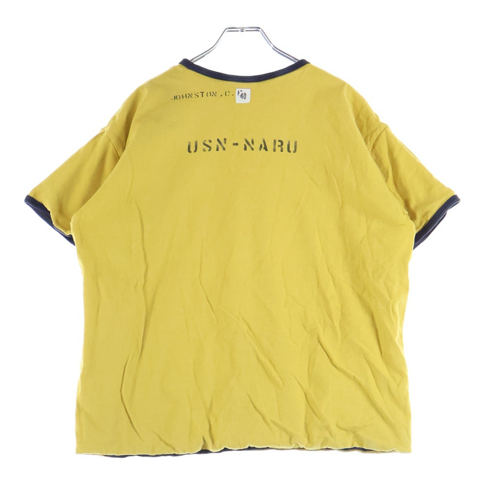 WAREHOUSE(ウェアハウス) USN-NARU リバーシブル Tシャツ ネイビー/イエロー