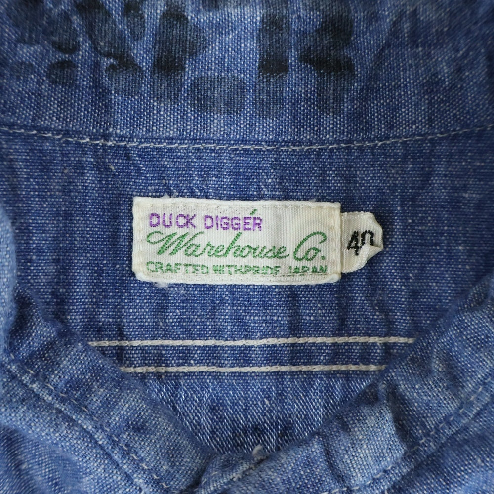 WAREHOUSE(ウェアハウス) シャンブレー ワークシャツ ブルー