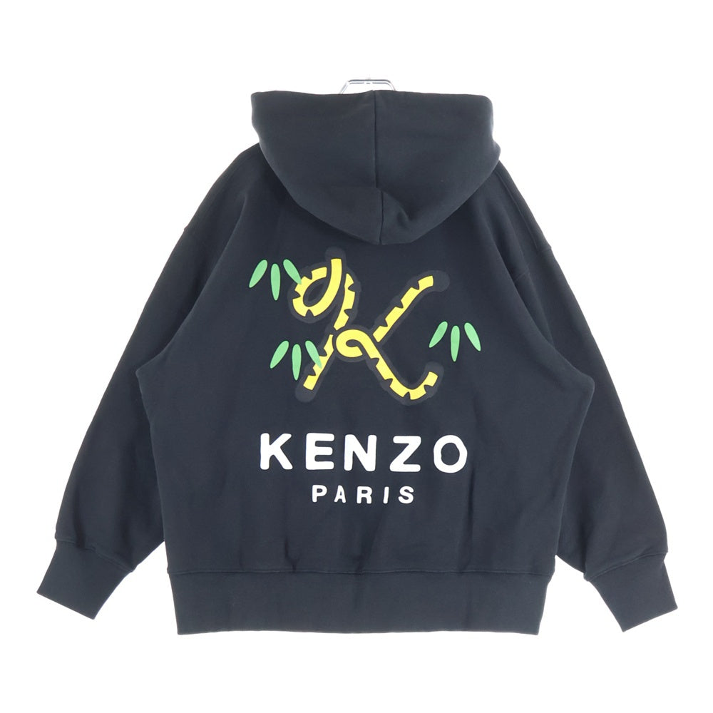 KENZO(ケンゾー) TIGER TAIL OVERSIZED HOODIE タイガーテイルプリント オーバーサイズ プルオーバースウェットパーカー フーディー ブラック FC52SW012CMI