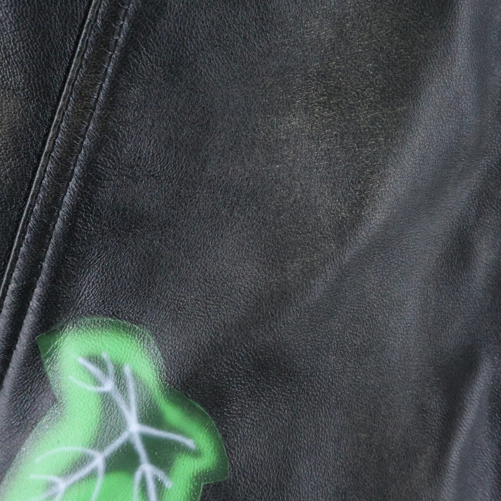 MASU(エムエーエスユー) 25SS ×VERDY M.B.C. LEATHER SPORTS JACKET BLACK ヴェルディ エムビーシー レザースポーツジャケット ブラック/グリーン M25K6BL009