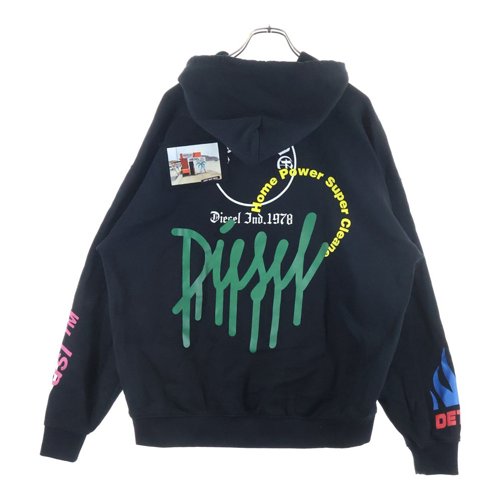 DIESEL(ディーゼル) フロント刺繍 プルオーバースウェットパーカー フーディー ブラック A03009