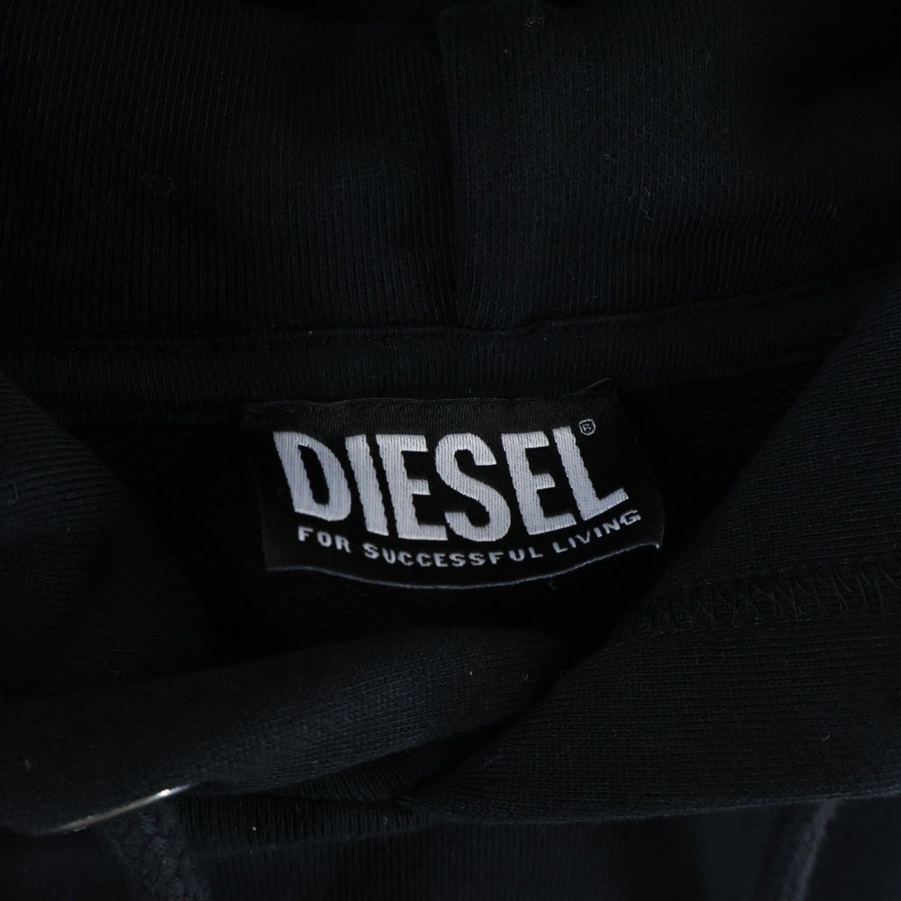 DIESEL(ディーゼル) フロント刺繍 プルオーバースウェットパーカー フーディー ブラック A03009