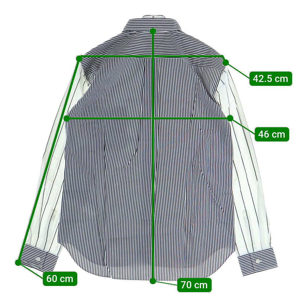 COMME des GARCONS HOMME DEUX(コムデギャルソン オムドゥ) 20AW AD2020 袖切り替え ロングスリーブ ストライプシャツ ホワイト/ブラック DF-B047