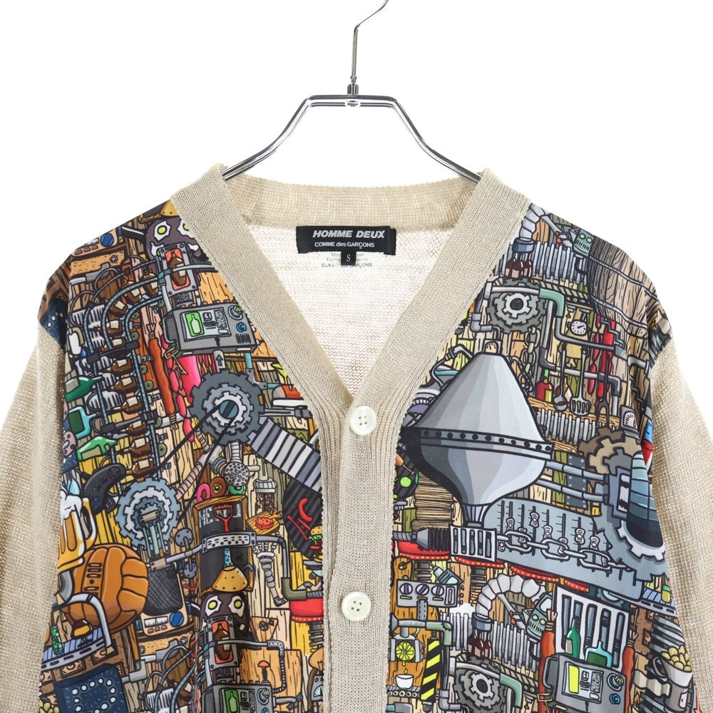 COMME des GARCONS HOMME DEUX(コムデギャルソン オムドゥ) 20SS AD2019 ポリ切り替え ロングスリーブ ニットカーディガン マルチカラー DE-N006