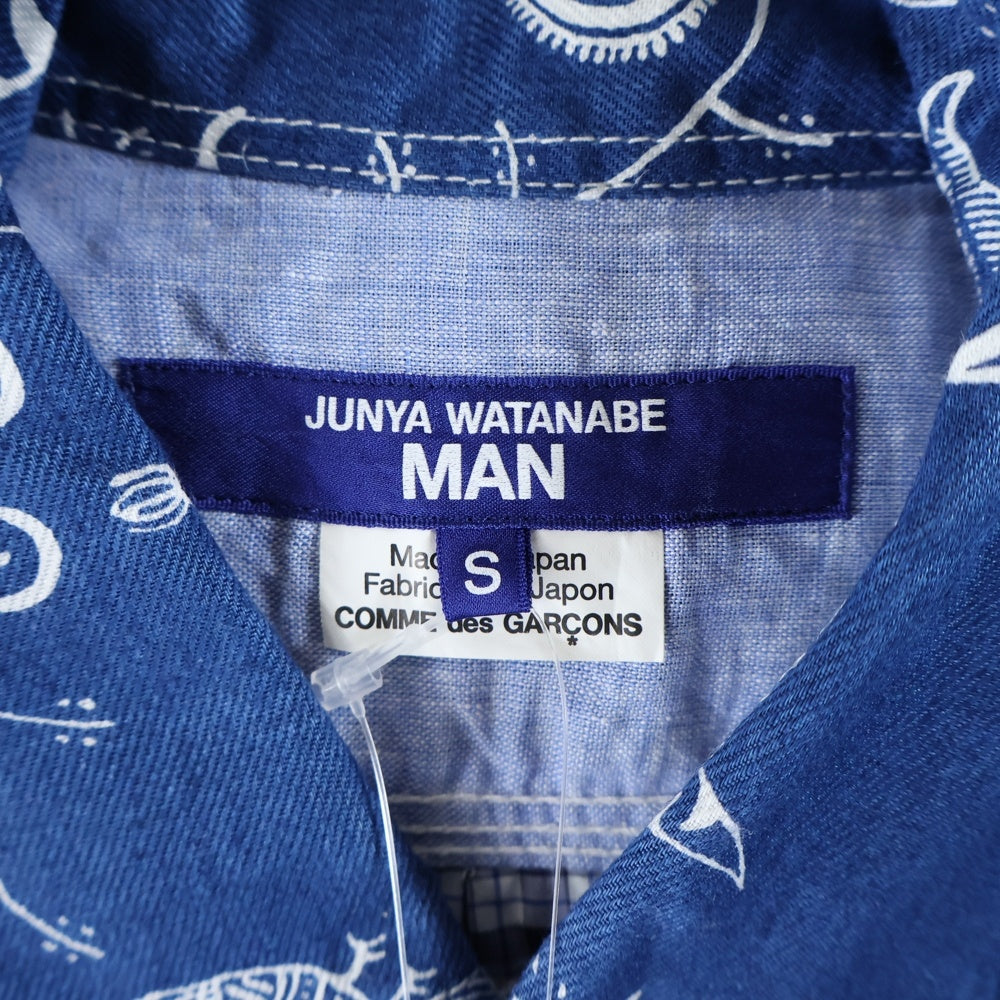JUNYA WATANABE COMME des GARCONS(ジュンヤワタナベ コムデギャルソン) 22SS AD2021 総柄 ショートスリーブ アロハシャツ ブルー WI-B017