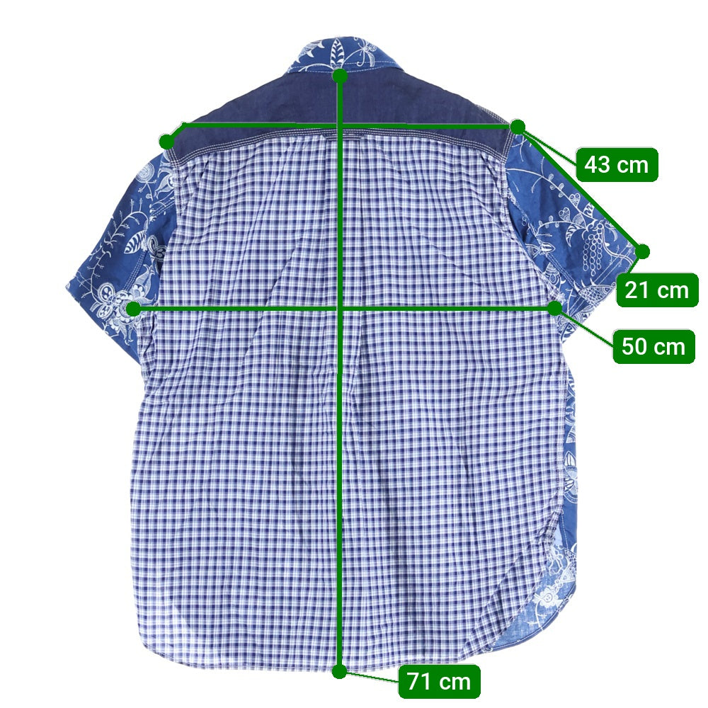 JUNYA WATANABE COMME des GARCONS(ジュンヤワタナベ コムデギャルソン) 22SS AD2021 総柄 ショートスリーブ アロハシャツ ブルー WI-B017