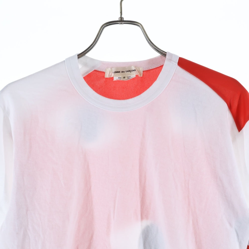 COMME des GARCONS(コムデギャルソン) 21SS AD2020 アシンメトリー クルーネック長袖Tシャツ カットソー ホワイト/レッド GG-T036