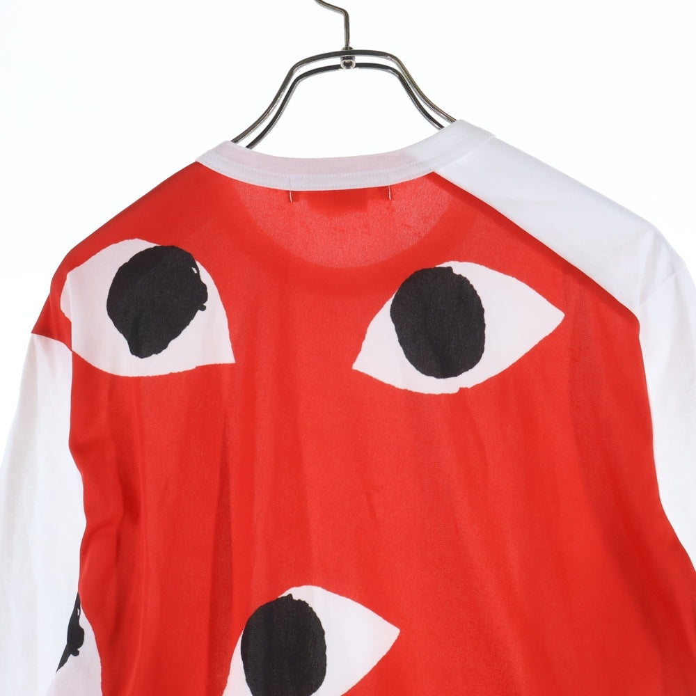 COMME des GARCONS(コムデギャルソン) 21SS AD2020 アシンメトリー クルーネック長袖Tシャツ カットソー ホワイト/レッド GG-T036