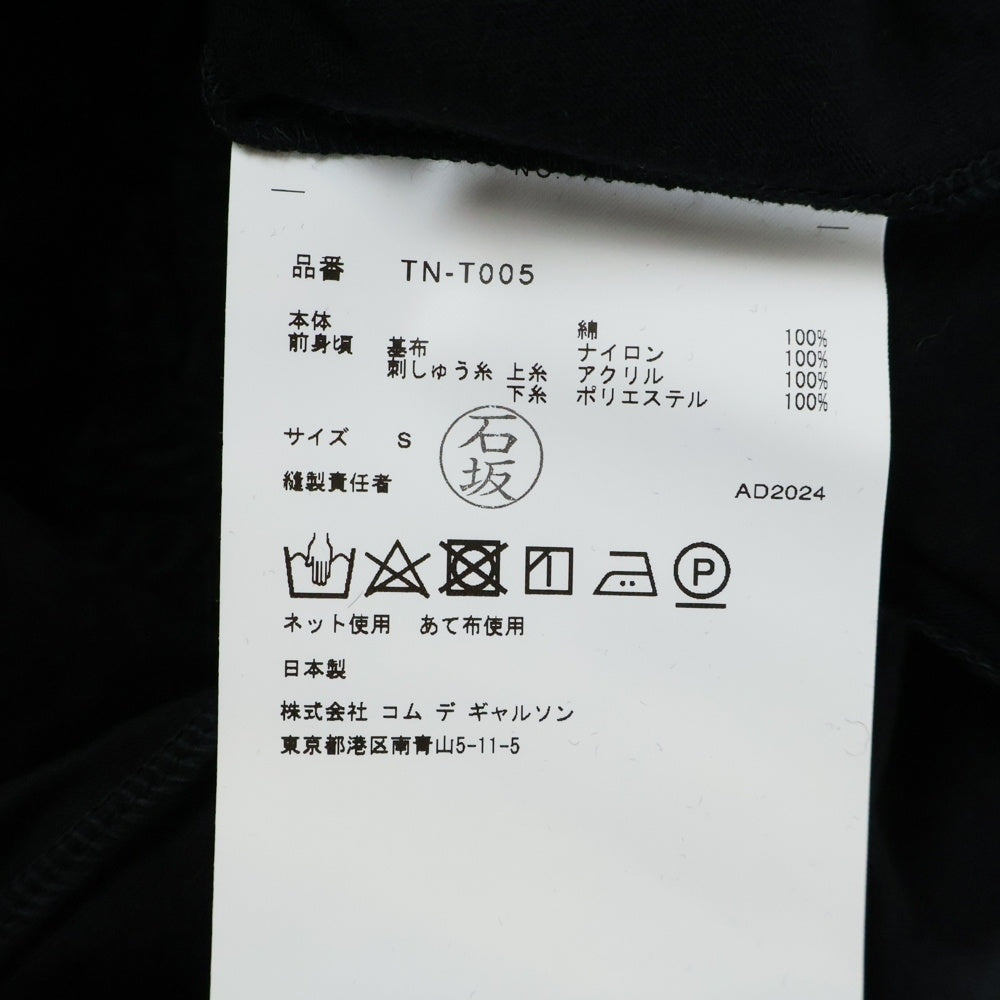 TAO COMME des GARCONS(タオコムデギャルソン) 24AW AD2024 花刺繍 クルーネック半袖Tシャツ カットソー レディース ブラック TN-T005